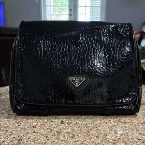 Prada Glossy Black Croc-Embossed Bag